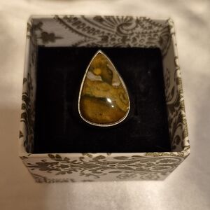 Handmade Steeling Silver Rhiolite Ring